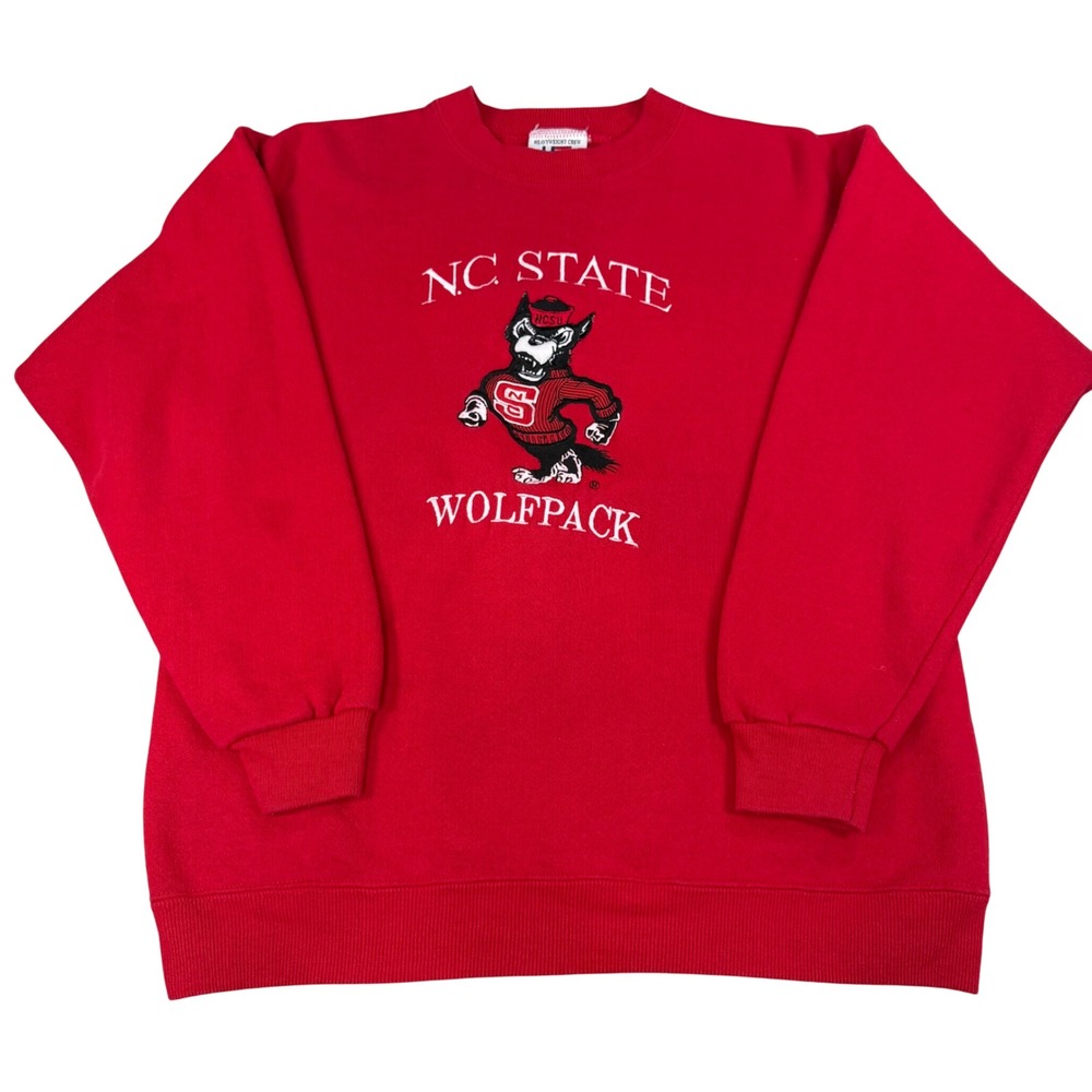 Vintage NC State Wolfpack‎ Sweatshirt USA  Sportswear Red Heavyweight Crew M